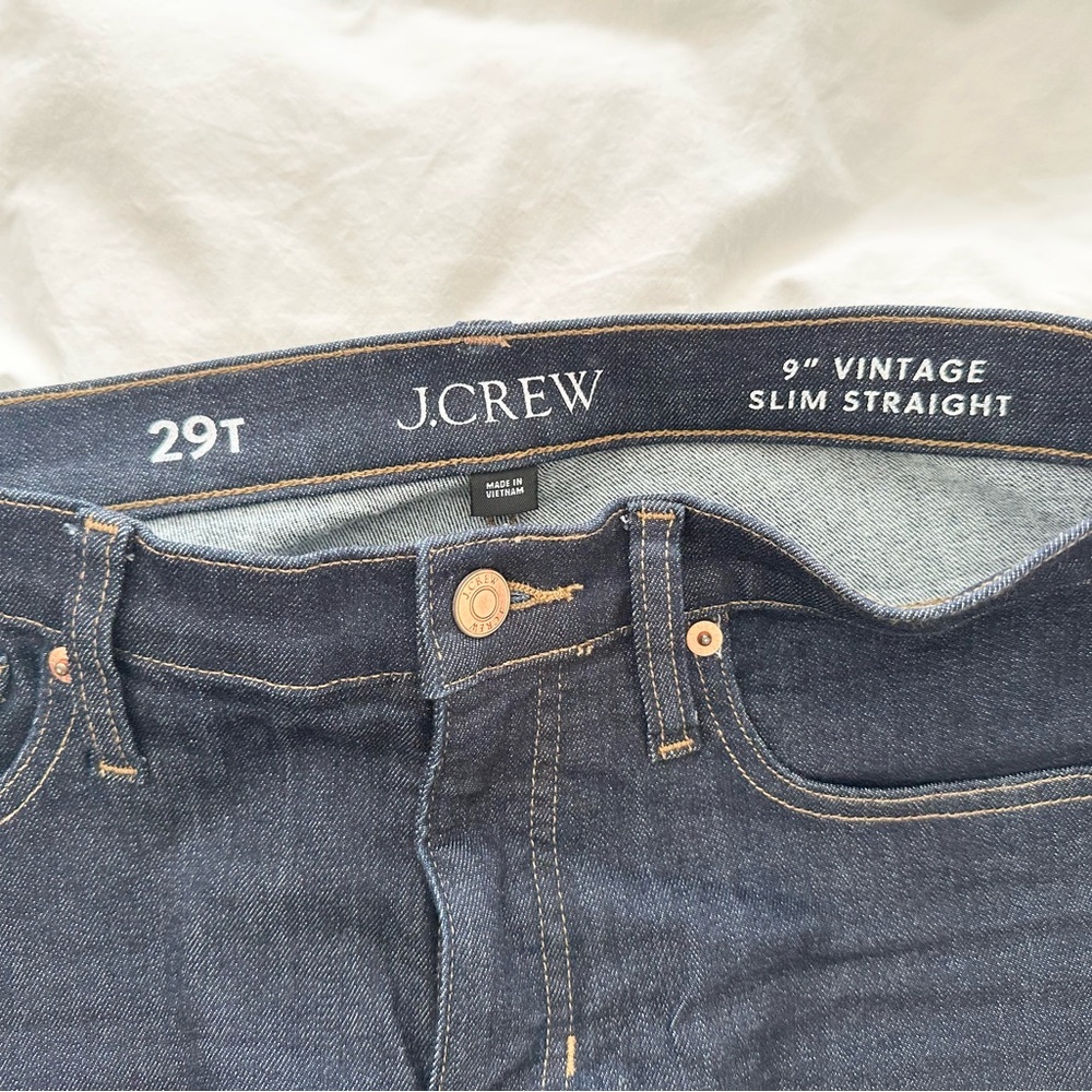 J. Crew Vintage Slim Straight Jeans in Dark Blue Tall 29 - Picture 4 of 6